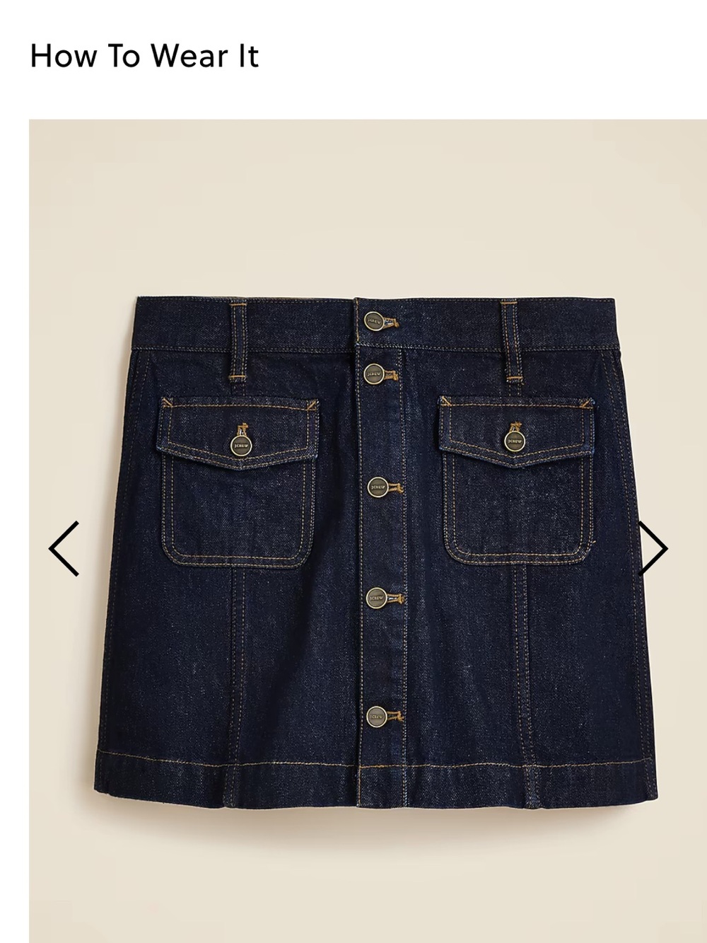J. Crew Dark Indigo Button-Front Denim Mini Skirt